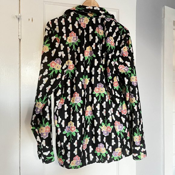 1970s Floral Flower Power Print Groovy Button Down Shirt - Picture 5 of 5
